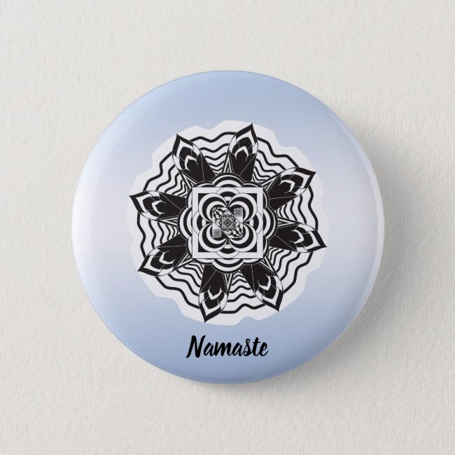 Blue Floral Mandala Namaste Button