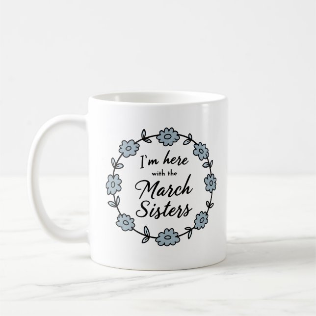Blue Floral March Sisters Little Women Coffee Mug (Left)
