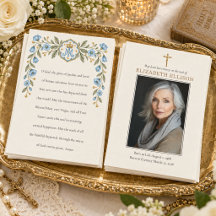 Blue Floral Marian Catholic Memorial Prayer