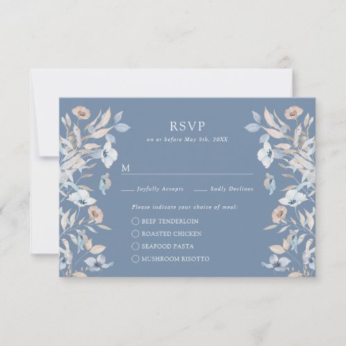 Blue Floral Meals RSVP Card