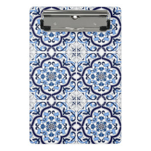 Blue Floral Mediterranean Sicilian Tile Mini Clipboard