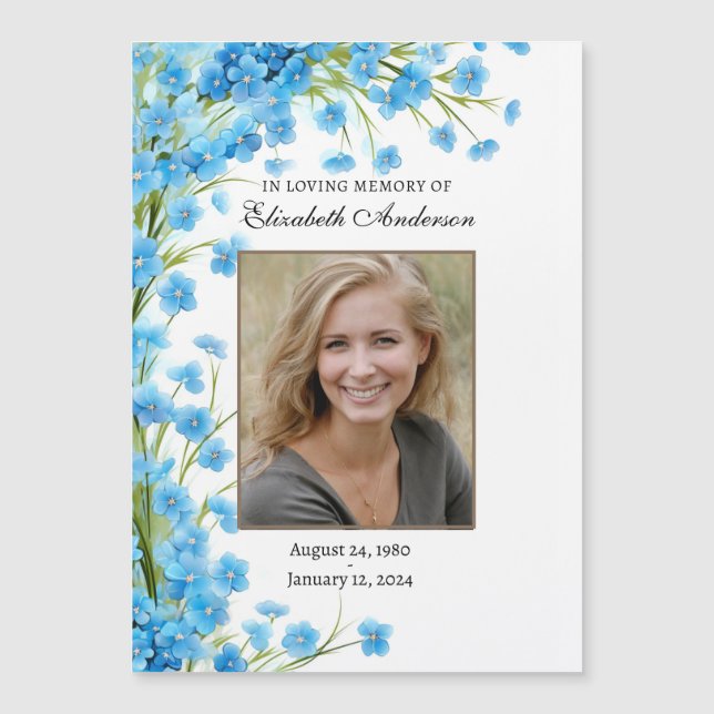 Blue Floral Memorial Funeral Sympathy  (Front)