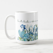 Blue Floral 'Mindful Blooms' Mug