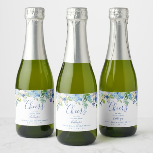Blue Floral Mini Sparkling Wine Label Bridal Show Sparkling Wine Label