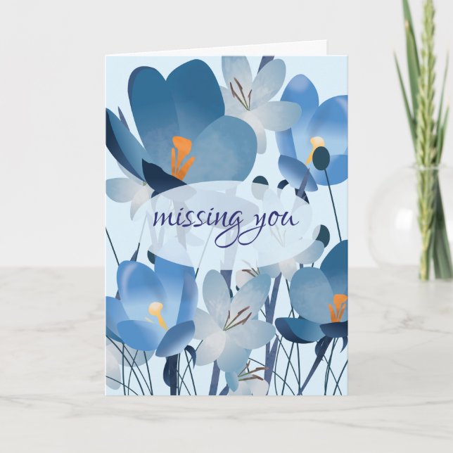 Blue Floral Missing You Card (Front)