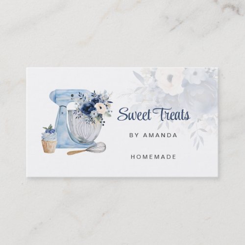 Blue Floral Mixer Business Card