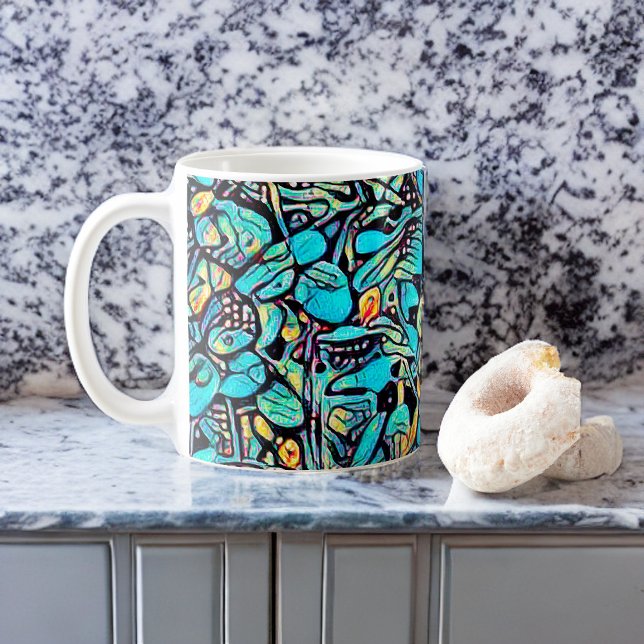 Blue Floral Modern Art Cup (Creator Uploaded)
