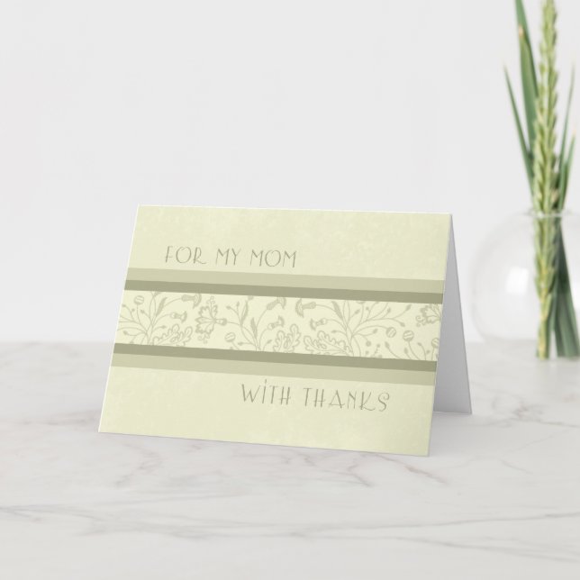 Blue Floral Mom Wedding Day Thank You Card (Front)
