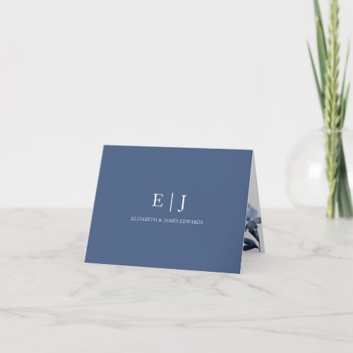 Blue Floral Monogram Couple Initials Personalized Note Card