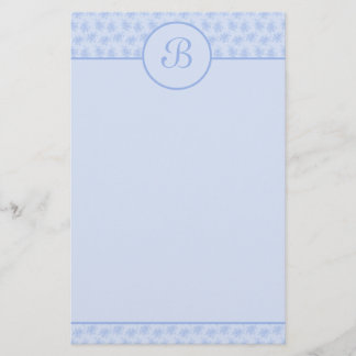 Blue Floral Monogram Initial Stationery