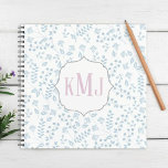 Blue Floral Monogrammed Custom Personalized Notebook at Zazzle