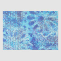 Blue Floral Monoprint Tissue Paper
