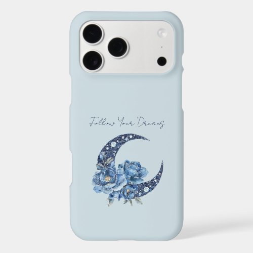 Blue Floral Moon iPhone 17 Pro Max Case