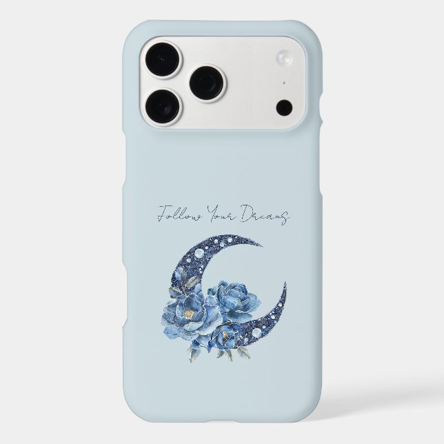 Blue Floral Moon iPhone Case (Back)