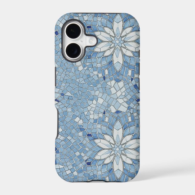 blue floral mosaic Case-Mate iPhone case (Back)