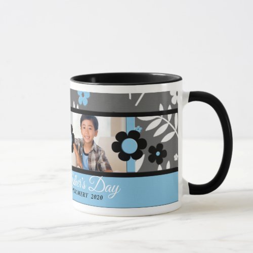 Blue Floral Mothers Day 2 Photo Mug