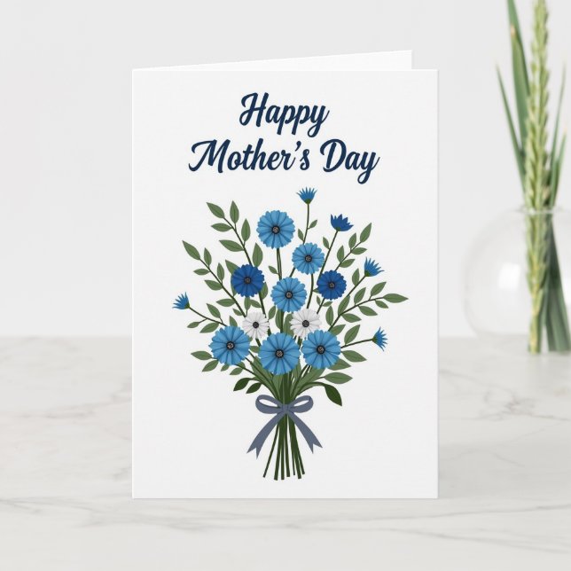 Blue Floral Mothers Day Art Card (Front)