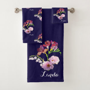 Blue Floral Mother's Day Bath Towel Set