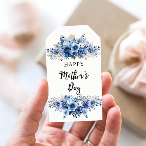 Blue Floral Mothers Day Brunch Party Gift Tags