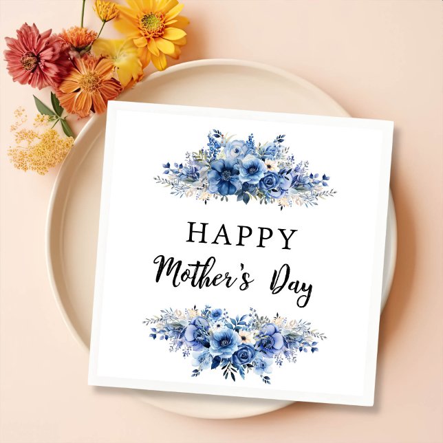 Blue Floral Mother's Day Brunch Party Napkins (Creator Uploaded)
