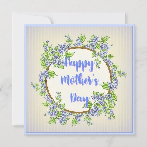 Blue Floral Mothers Day Card