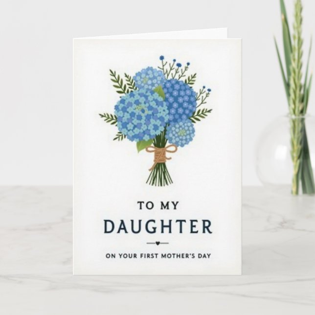 Blue Floral Mothers Day Card (Front)