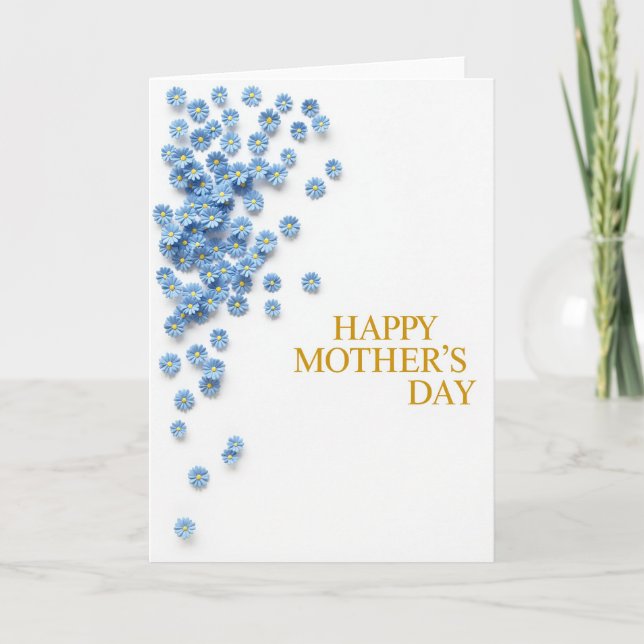 Blue Floral Mothers Day Message Card (Front)