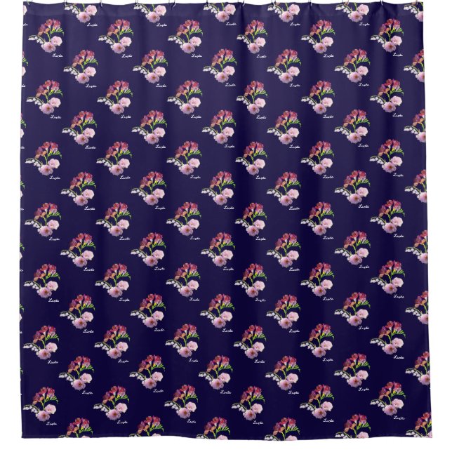 Blue Floral Mother's Day Shower Curtain (Front)
