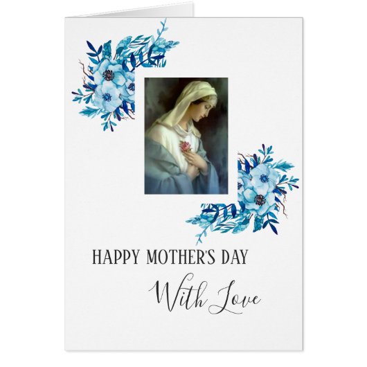 Blue Floral | Mother's Day | Virgin Mary Scripture Cards (Front)