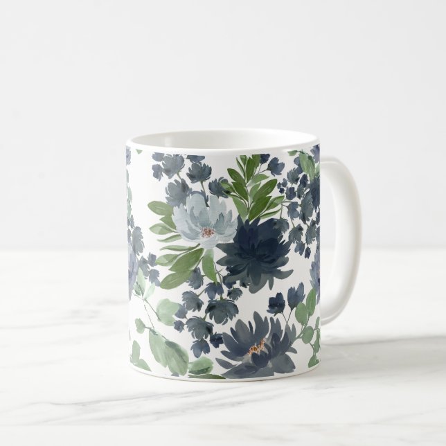 Blue Floral Mug  (Front Right)