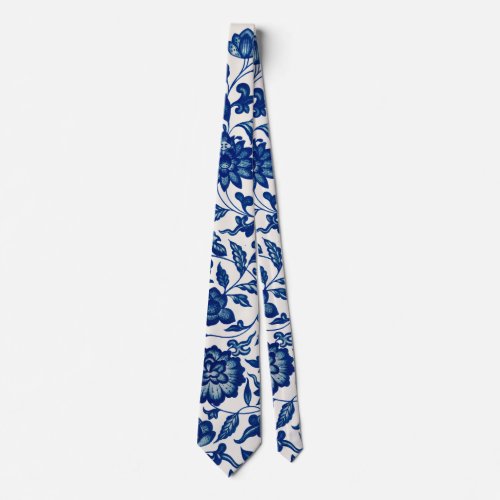 Blue floral neck tie