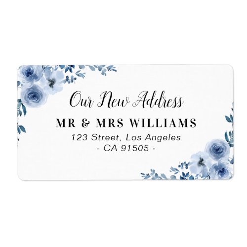 blue floral new address moving label