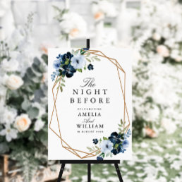 blue floral Night before wedding rehearsal sign