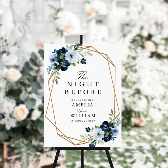 blue floral Night before wedding rehearsal sign (Creator Uploaded)