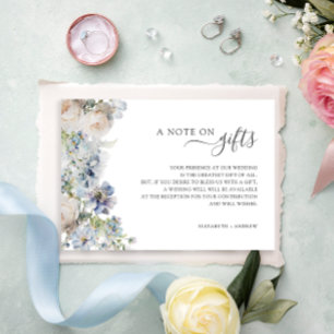 Blue Floral Note on Gifts Wedding Wishing Well Enclosure Card