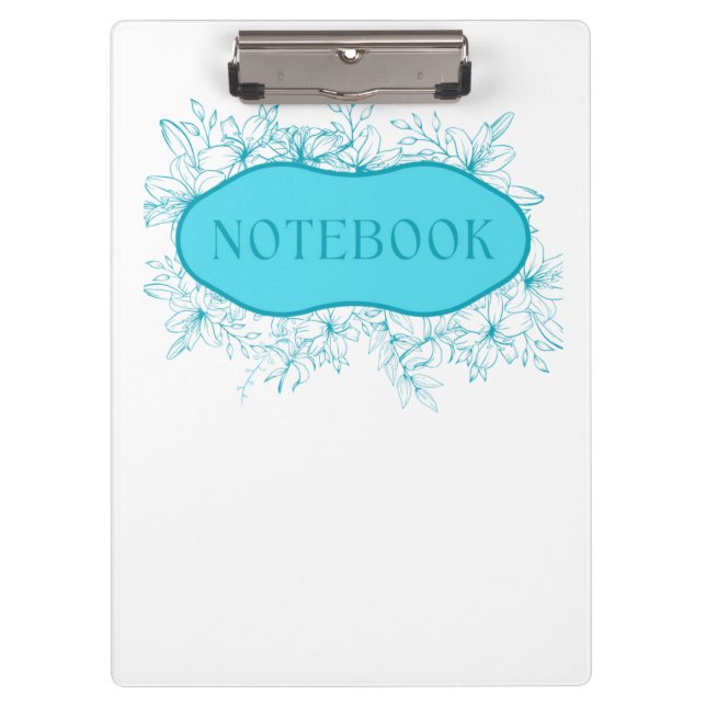 Blue Floral Notebook Cover Clipboard (Front)