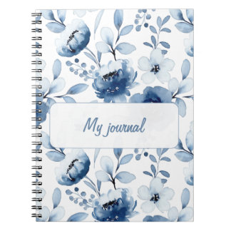 Blue Floral Notebook | Elegant Flower Journal