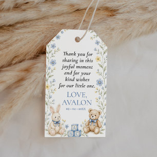 Blue Floral Nursery Baby Shower Thank You Favor Gift Tags