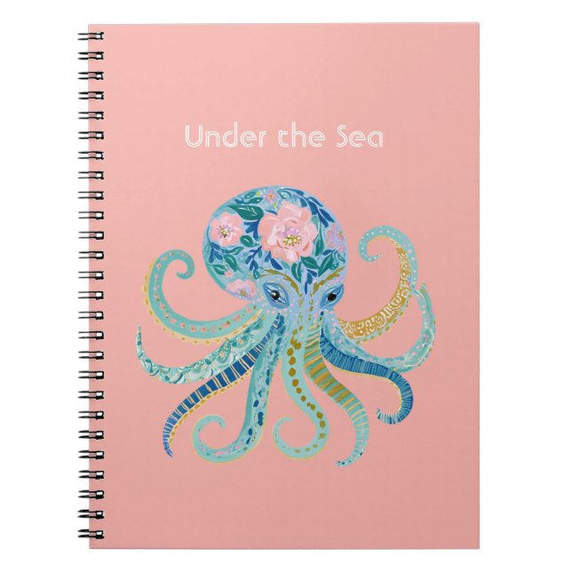 Blue Floral Octopus Notebook (Front)