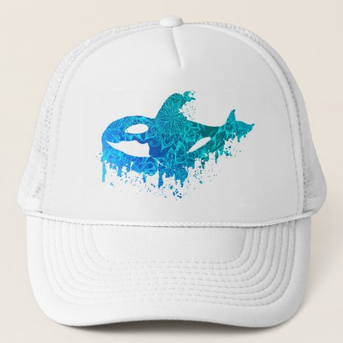 Blue Floral Orca Trucker Hat