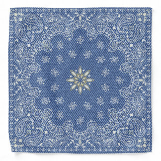 Blue Floral Paisley Denim Pattern Bandana