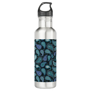 Blue Floral Paisley Retro Stainless Steel Water Bottle