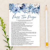 Blue Floral Pass The Prize Bridal Shower Game