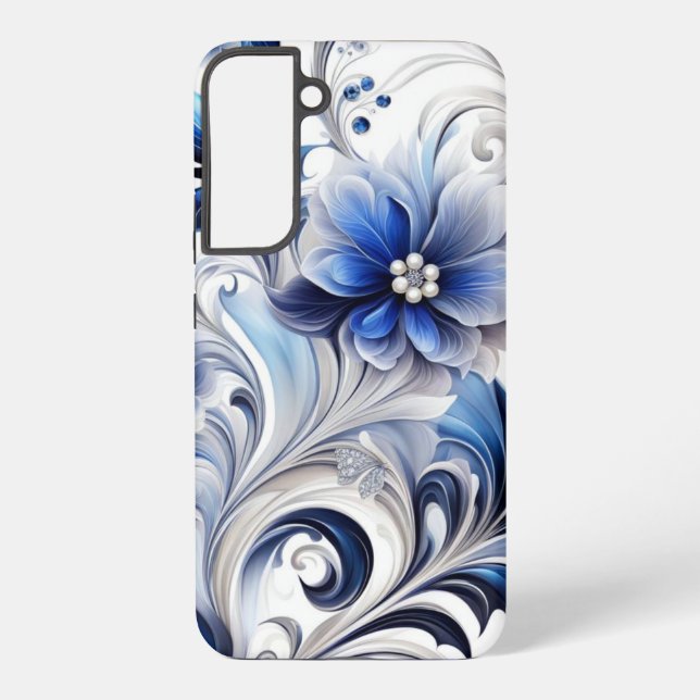 Blue Floral Pastel Soft Design Samsung Galaxy Case (Back)