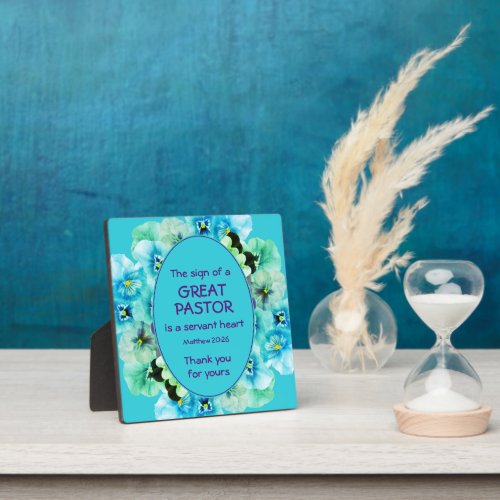 Blue Floral Pastor Appreciation Plaque