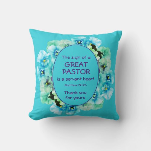 Blue Floral Pastor Appreciation Throw Pillow