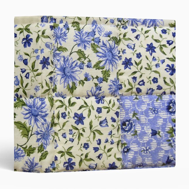 blue floral patchwork quilt 3 ring binder (Front/Spine)