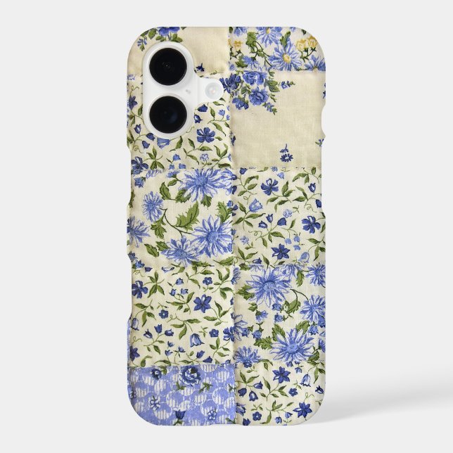 Blue Floral Patchwork Quilt Case-Mate iPhone Case (Back)