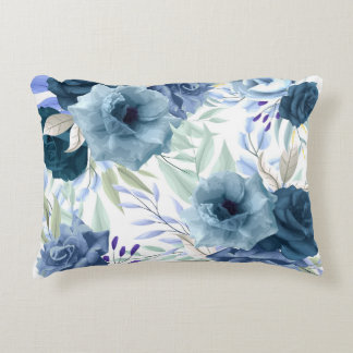Blue floral pattern accent pillow