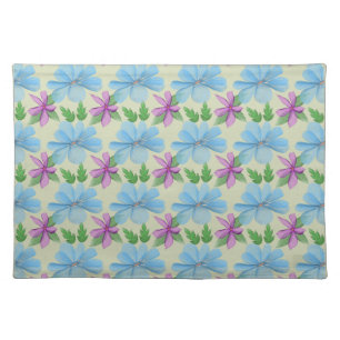 Blue Floral Pattern Aesthetic Watercolor Flower Cloth Placemat